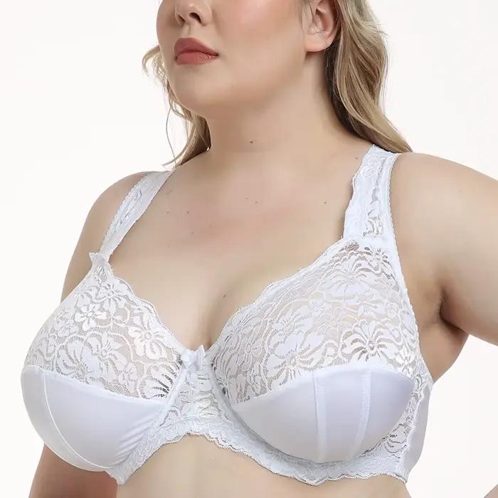 Soutiens-gorge pour femmes minimiseur brassière grande taille soutien-gorge en dentelle soutien à armatures pleine
