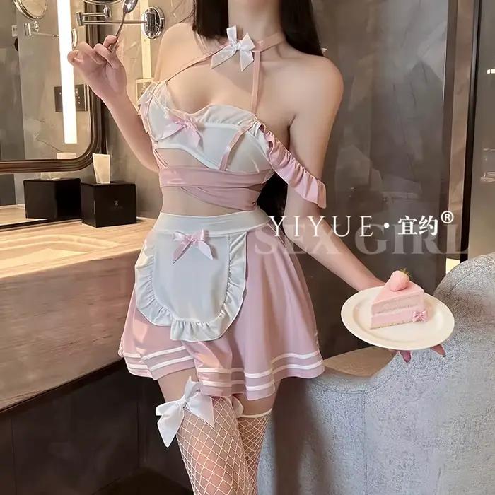Ensemble de lingerie érotique japonaise Lolita en dentelle, costumes de cosplay, uniforme de demoiselle d'honneur, costume sexy mignon, robe babydoll, jeu de rôle