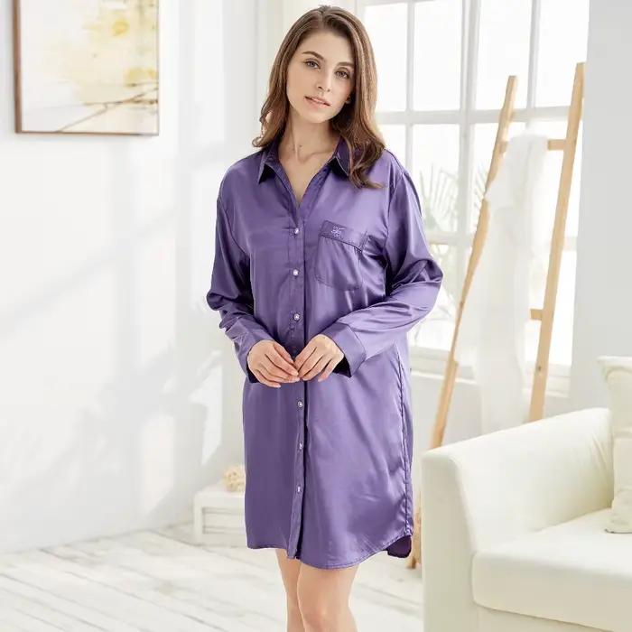 Chemise de nuit sexy en satin pour femme