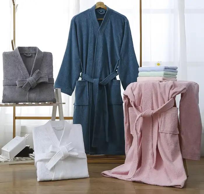 100 coton Terry peignoir vêtements de nuit chemise de nuit printemps automne serviette matériel longue maison Robe de chambre absorbant Yukata pyjamas Robe