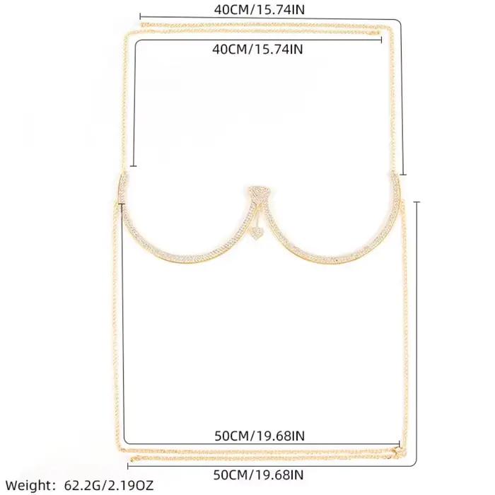 Punk coeur poitrine soutien corps chaîne gland strass soutien-gorge poitrine chaîne fleur bijoux poitrine chaîne Hipster