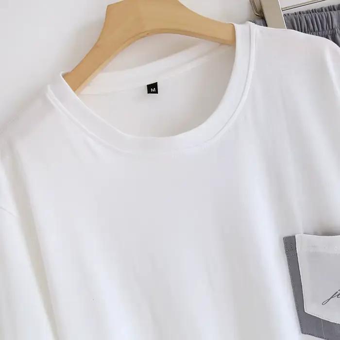 Japanese summer new men's pajamas short-sleeved shorts two-piece set 100% cotton knitted home clothes thin casual large size set