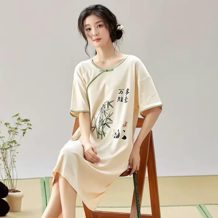 Robe de nuit imprimée vintage pour femmes
