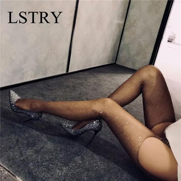 Lstry – bas en résille à strass pour femmes
