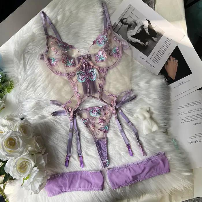 Lingerie pour femmes en offres diamant fille Super Sexy Push Up dentelle transparent soutien-gorge chaud beau sous-vêtements fantaisie tenue