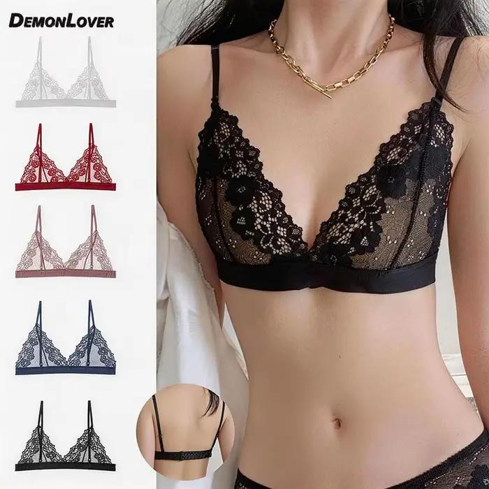 Soutien-gorge triangle léger et respirant en dentelle florale sans couture et sans armatures
