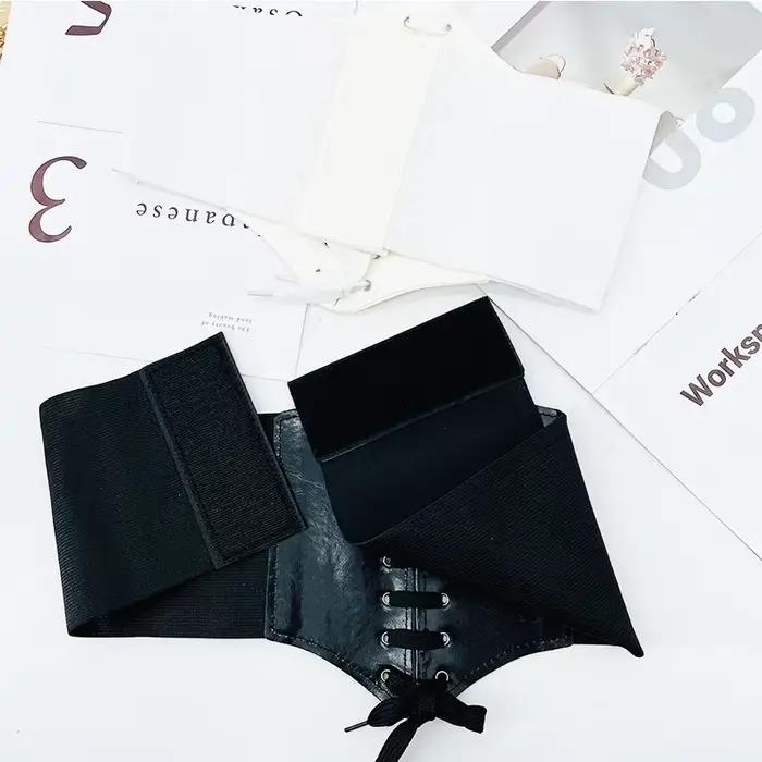 Corsets pour femmes large ceinture gothique minceur gaine ventre plat blanc Corset élastique taille haute Faux cuir noir ceintures Korsett