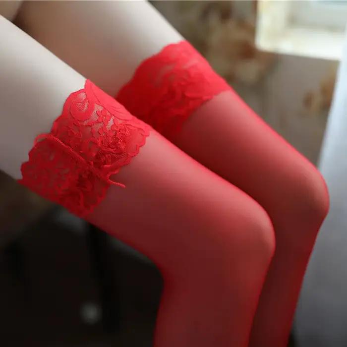 Collants sexy pour boîtes de nuit, bas résille à lacets, bas cuissardes