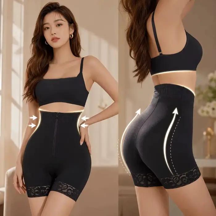 Lingerie gainante taille haute post-partum sans couture, amincissante, rehausseur de fesses, avec fermeture éclair frontale, pour le maintien de la taille post-partum