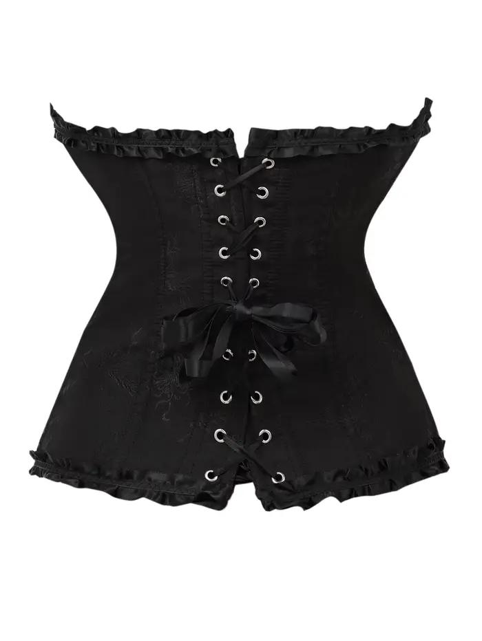 Corset élégant noir en jacquard avec volants