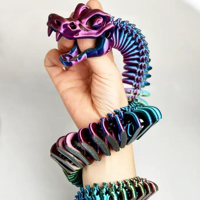 Serpent imprimé en 3D peut bouger et ouvrir la bouche, modèle de serpent squelette pour arrière-plan décoratif et d'aquarium ou jouet cadeau de noël pour enfants