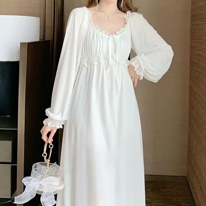 2022 doux femmes chemises de nuit nouveau à manches longues palais vêtements