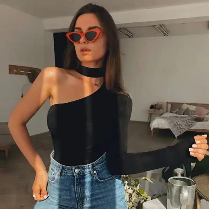 Combinaison sexy unie pour femme à col licou