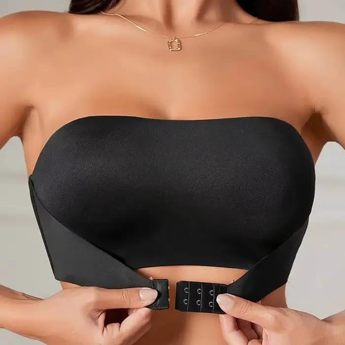 Soutien-gorge sans bretelles sans couture polyester pour femme avec bouton devant confortable et antidérapant pour tous les jours occasions spéciales
