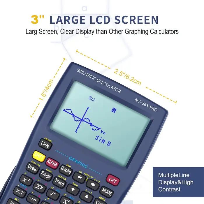Calculatrice scientifique avec fonction graphique NEWYES 36X Pro Calculatrice scientifique graphique pour fournitures scolaires du collège et du secondaire Bleu