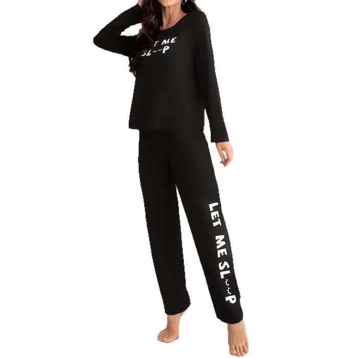 2025 Pyjama vêtements de détente lettre imprimer à manches longues haut et pantalon ample décontracté deux pièces