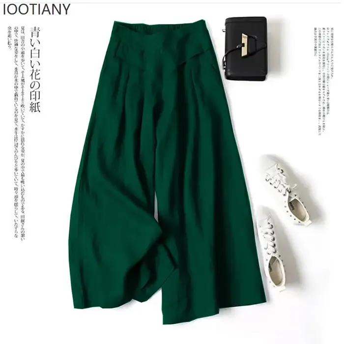 Culottes d'été pour femmes en coton et lin