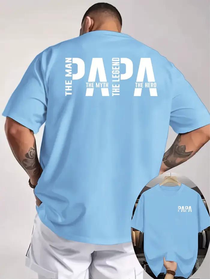 T-shirt pour homme imprimé « Papa, le homme, le mythe, la légende » en coton 100 % premium, parfait pour les tenues décontractées d'été pour papa
