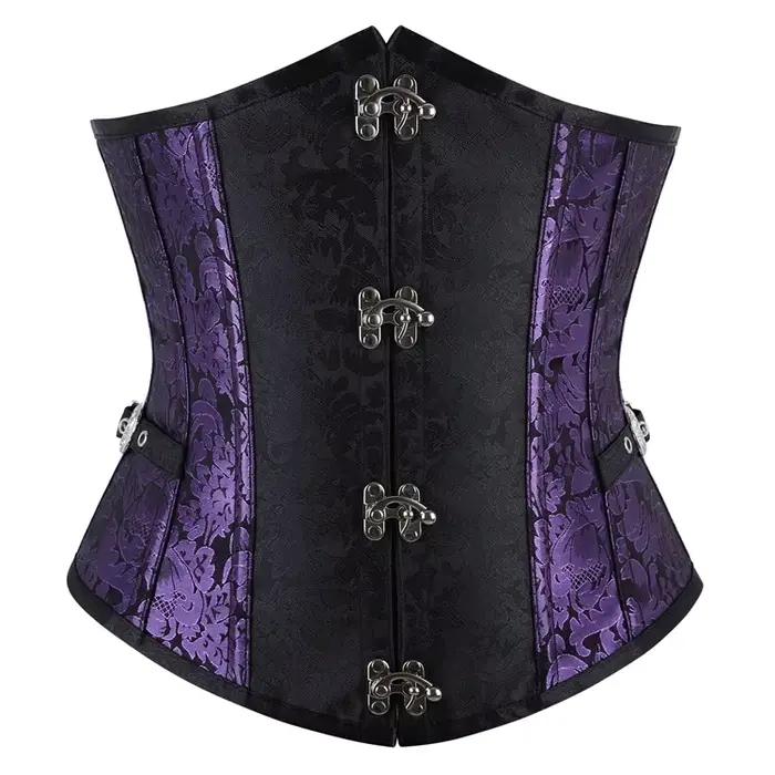 Steampunk hauts Corset femmes gothique Vintage Bustier Jacquard sous le buste Basques corps Shaper taille Cincher Korset