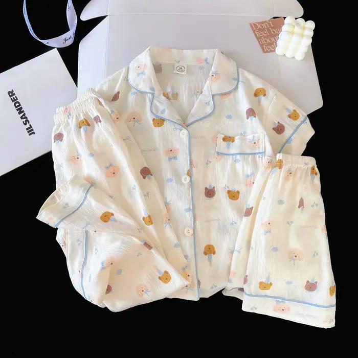 Ensemble pyjama trois pièces à motif animalier de dessin animé