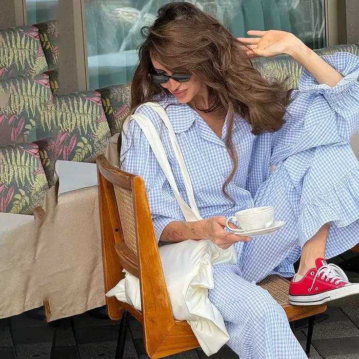 Pyjama à carreaux HiLoc pour femme
