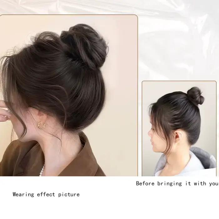 Perruque Updo synthétique facile à porter, Chignon lisse et élégant avec élastique, postiche queue de cheval en Fiber résistante à la chaleur