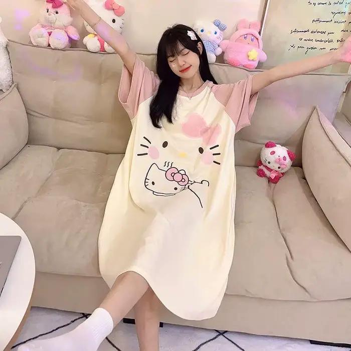 Nouvelle Robe de Nuit Hello Kitty Douce et Mignonne pour Femme