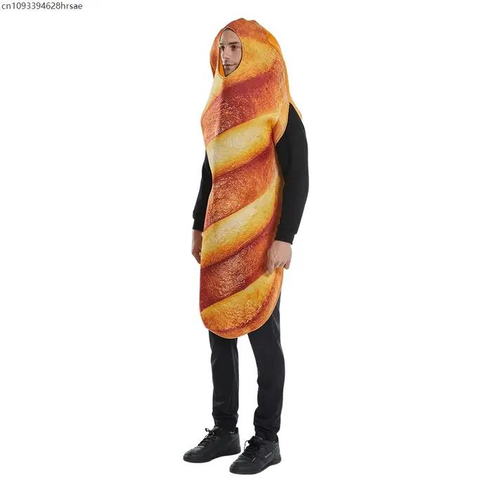 Pain Baguette Cosplay Costume combinaison pour adulte Thanksgiving unisexe nourriture tunique Hallowee noël carnaval fête déguisement