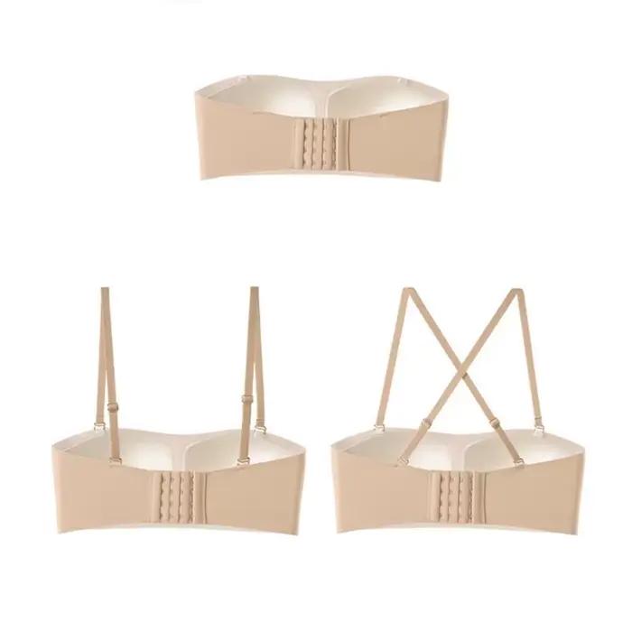 Soutien-gorge sans bretelles pour femme avec petite poitrine push-up antidérapant antichute invisible sans couture avec bretelles détachables occasions spéciales activité sportive