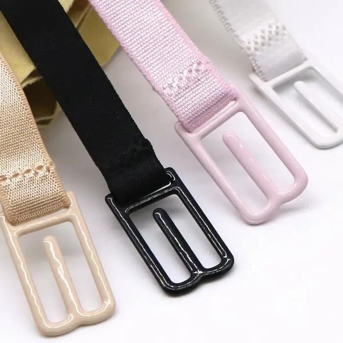 Sangle de soutien-gorge coordonnante pour femme double épaule support féminin ceinture loquet arrière bretelles élastiques invisibles toutes occasions 白色 粉色 深红色 浅黄色 黑色