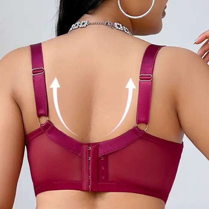 Soutien-gorge à larges bretelles avec bonnets rembourrés non amovibles et armatures en acier pour poitrine généreuse