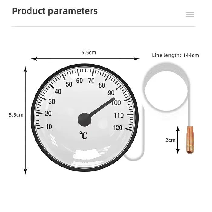 Thermomètre à cadran, jauge de température capillaire - 40 ℃   - 40 ℃   ou 0 ℃   - 120 ℃   Capteur d'eau et d'huile de 1,44 m