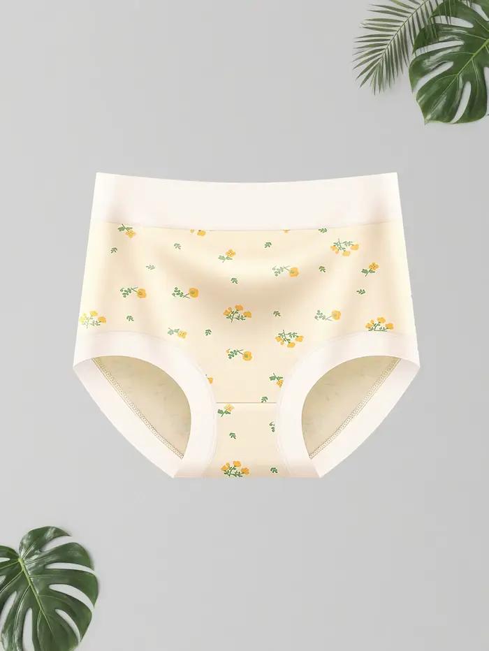 4 pièces culottes pour femmes taille haute à fleurs douces, slips pour femmes sans couture, respirants et confortables
