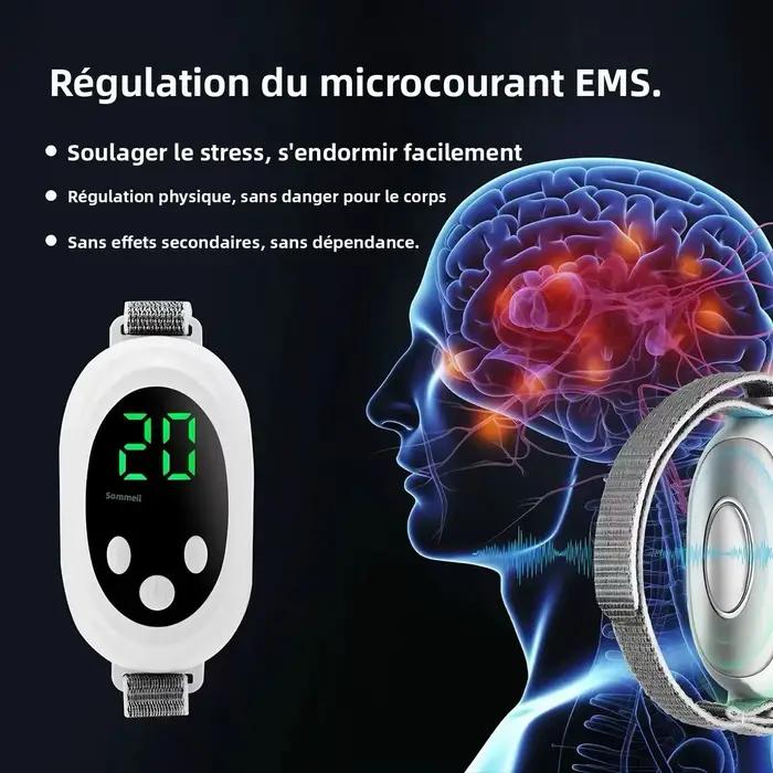 Appareil d'aide au sommeil EMS avec cordon, stimulateur à impulsions micro-courantes portable, pour un endormissement rapide, soulagement de l'insomnie et de l'anxiété, outil de relaxation