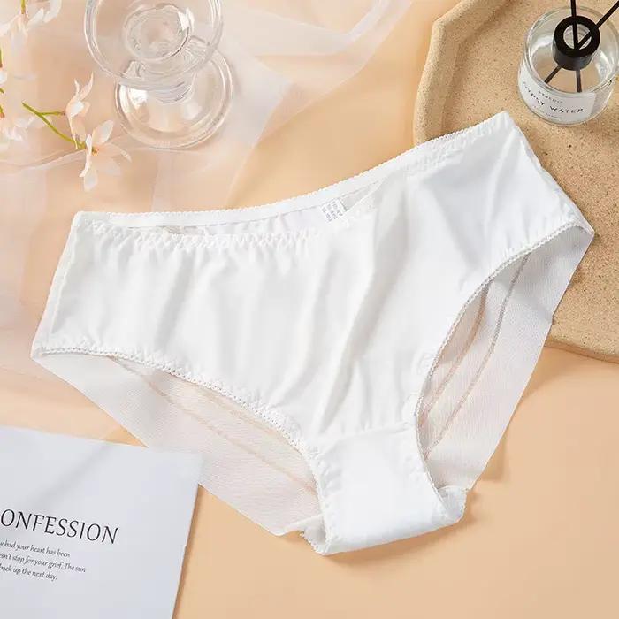 Femmes taille moyenne culottes Sexy Transparent sous-vêtements élastiques dames sans couture mince slips femme