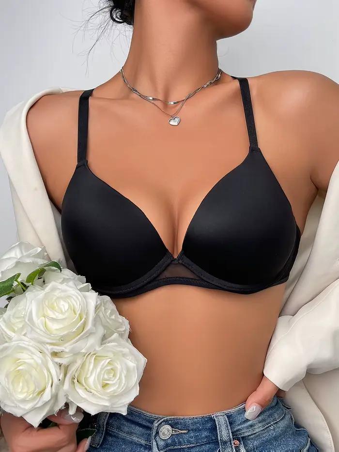 Soutien-Gorge Plongeant Push Up Padded Avec Armatures Sans Couture Confortable pour Usage Quotidien T-Shirt Femme