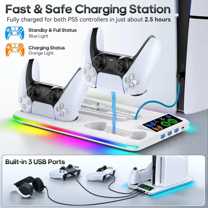 Support de jeu pour Console Sony PS5, Playstation Play Stations PS 5 Slim Pro, Support de Base, ventilateur de refroidissement, accessoires de jeu RGB