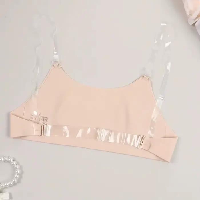 Soutien-gorge dos nu sans doublure avec bretelles transparentes pour femmes