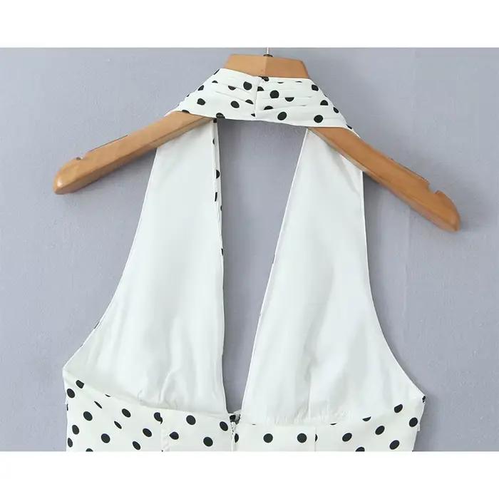 Robe trapèze dos nu à pois pour femmes