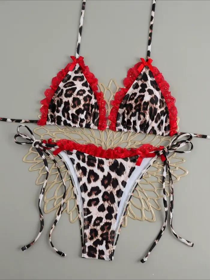 Ensemble Bikini brésilien Sexy Push Up maillot de bain deux pièces Triangle cravate côté bas plage vêtements de