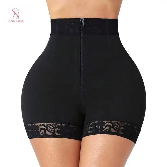 Shorty gainant taille haute à haute compression avec fermeture éclair