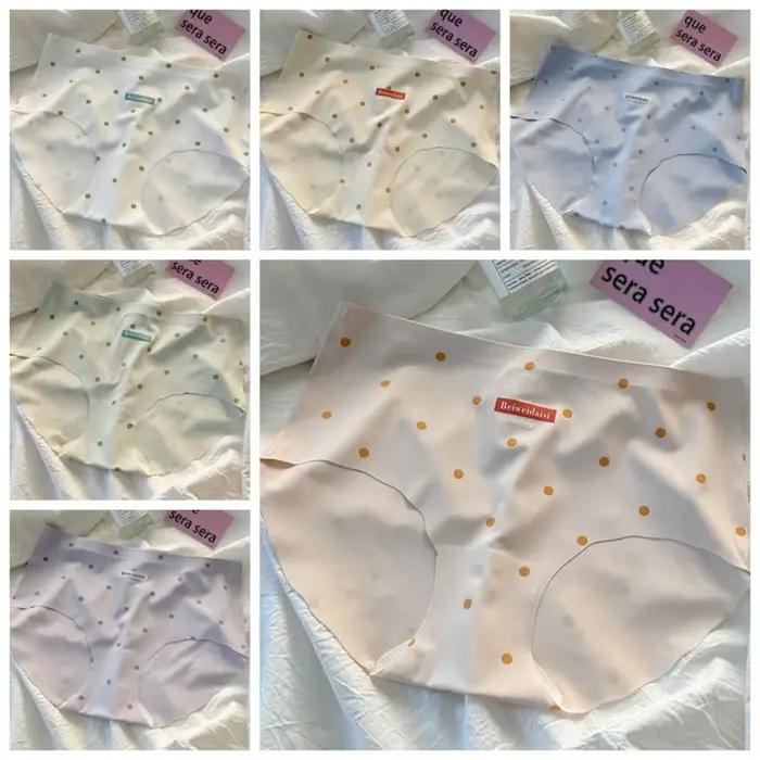 Culottes de mode en soie glacée, taille mi-haute, douces pour la peau, pour femmes, à pois, sans couture, cadeaux