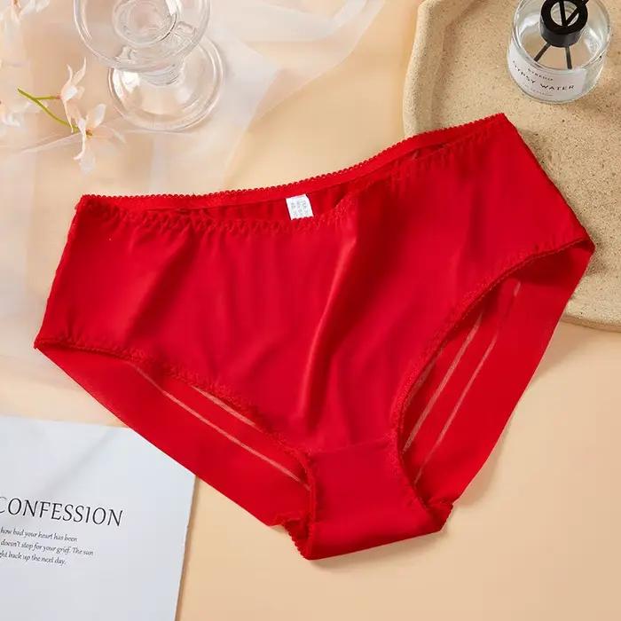 Femmes taille moyenne culottes Sexy Transparent sous-vêtements élastiques dames sans couture mince slips femme