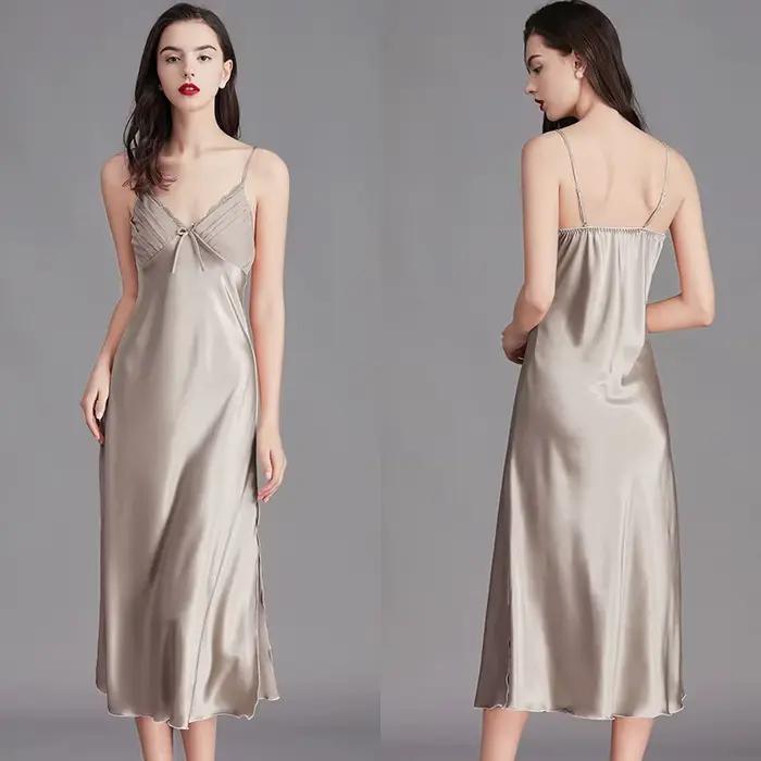 Chemises de nuit pour femmes longues sans manches robes