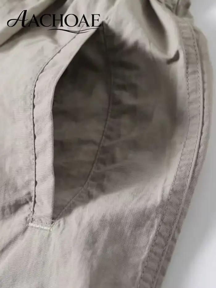 Pantalon Culotte Ample Femme Taille Haute Coupe Palazzo Longueur Midi Décontracté Été avec Poches