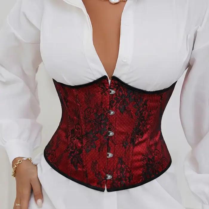 Corset sous-poitrine en dentelle rouge