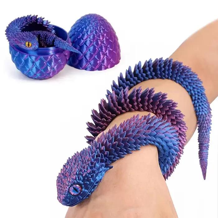 Oeuf de serpent imprimé en 3D, moule serpent de décompression créatif, mobile, rotatif, articulé, ornement de bureau, animaux réalistes, jouet pour enfant