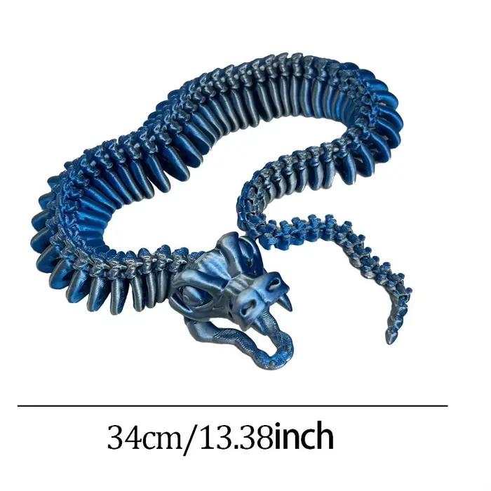 Serpent imprimé en 3D peut bouger et ouvrir la bouche, modèle de serpent squelette pour arrière-plan décoratif et d'aquarium ou jouet cadeau de noël pour enfants