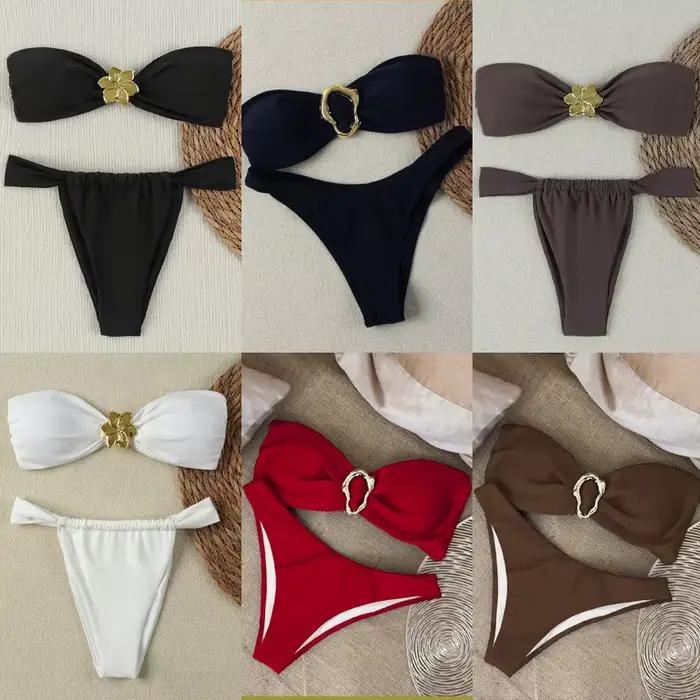 Ensemble bikini bandeau push-up sexy 2026 maillot de bain brésilien string pour femme occasions estivales plage vacances