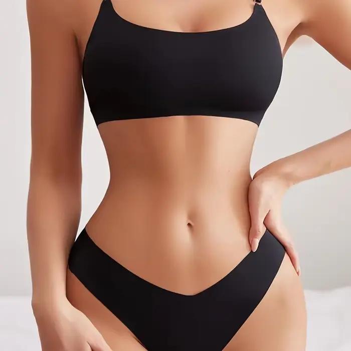Ensemble de soutien-gorge sans fil avec bandelettes spaghetti pour poitrine généreuse, look quotidien sexy et confortable